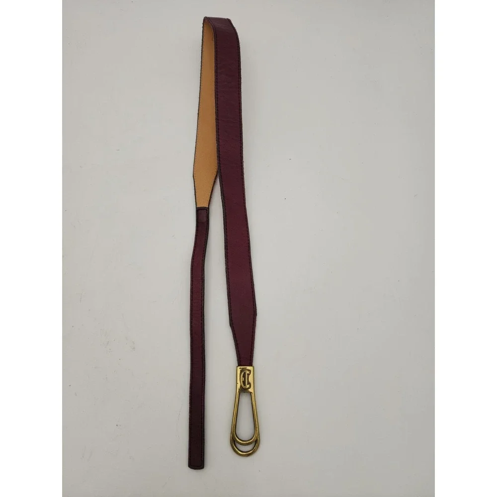 Vtg Etienne Aigner Oxblood Leather Slidelock Skinny Belt Sz 26